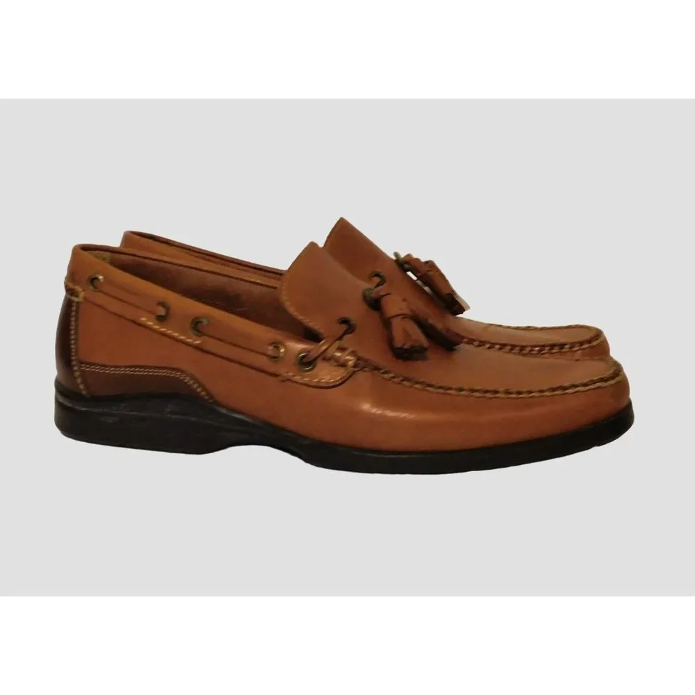 Bass Mens Tassel Loafers 10M Brown Leather Slip On Merino